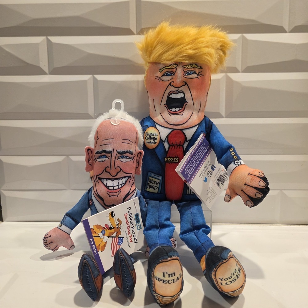 Collectible Donald Trump 16'' &Joe Biden 12" Polictical Parody Dog Toy Brand New